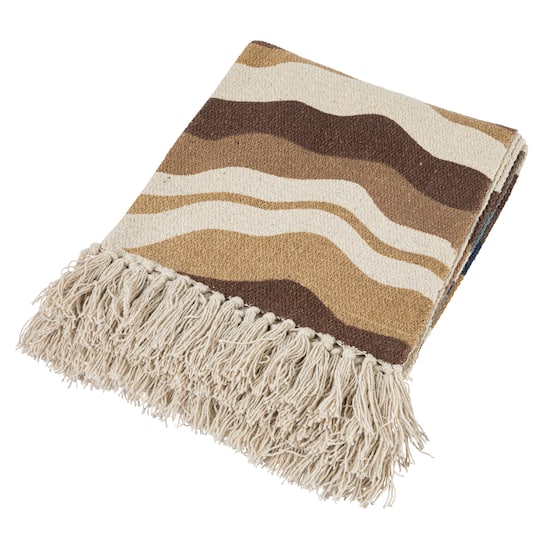 Hello Honey® Multicolor Print & Fringe Recycled Cotton Throw Blanket